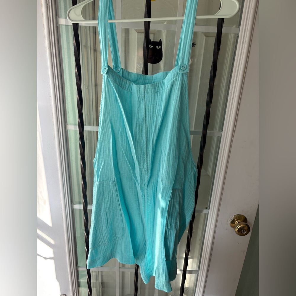 Soft blue romper (with pockets)